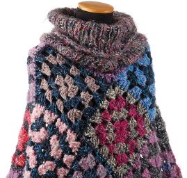 Originální pončo výstřih V + rolák fialovomodré