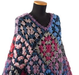 Originální pončo výstřih V + rolák fialovomodré