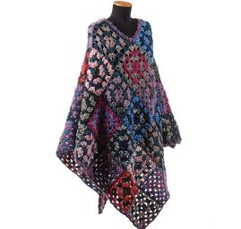 Originální pončo výstřih V + rolák fialovomodré