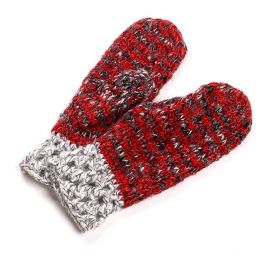 Háčkovaná čepice, rukavice , šála šedo červený set