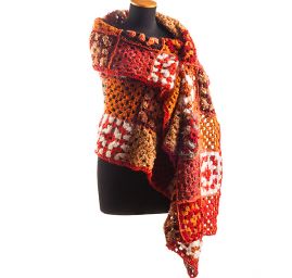 Háčkovaný přehoz/pléd oranžový