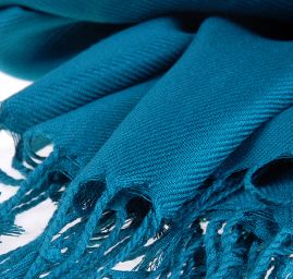 Šála směs kašmír/hedvábí modrozelená