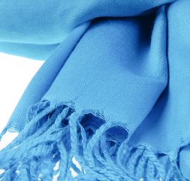 Šála kašmír/hedvábí jemný hladký povrch modrá