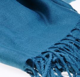 Šála kašmír/hedvábí jemný hladký povrch tmavá tyrkysová III.jakost