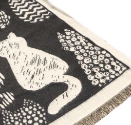 Šála oboustranná siluety koček krémová/černá