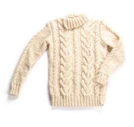 Svetr a čepice s copánky ručně pletené smetanový