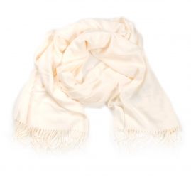 Šála směs viskoza/bavlna/vlna třásně smetanová