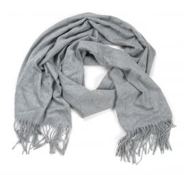 Šála směs viskoza/bavlna/vlna třásně šedá