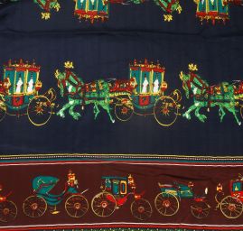 Šála směs kašmír/hedvábí vzor vozataj modrá