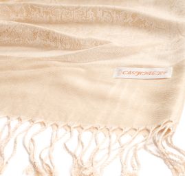 Šála směs kašmír/hedvábí žakár béžová