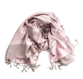 Šála směs kašmír/hedvábí žakár růžovošedá