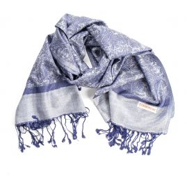 Šála směs kašmír/hedvábí žakár modrá