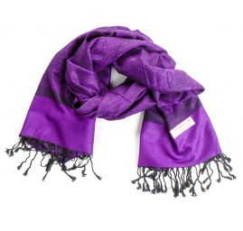 Šála směs kašmír/hedvábí žakár fialovočerná