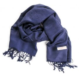 Šála směs kašmír/hedvábí žakár tmavě modrá