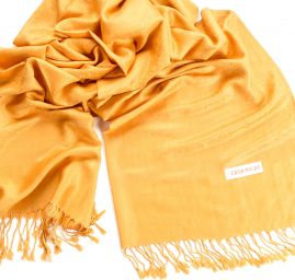 Šála směs kašmír/hedvábí žakár okrová