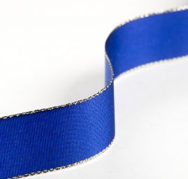 Stuha taftová lurex šíře 25mm tm.modrá