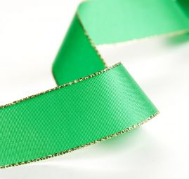 Stuha taftová lurex šíře 25mm zelená