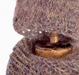 Pletená šála čepice háčkovaný leme modrý melír