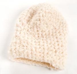 Ručně pletená sada čepice šála lomená bílá