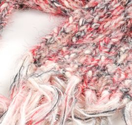 Ručně pletená sada čepice šála růžovošedý melír