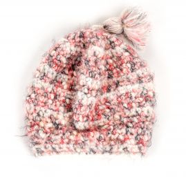 Ručně pletená sada čepice šála růžovošedý melír