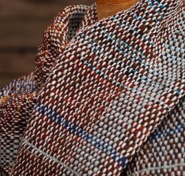 Ručně tkaný pléd s pruhy šedohnědý melír