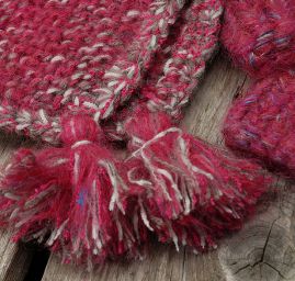 Pletený set čepice+rukavice růžový melír