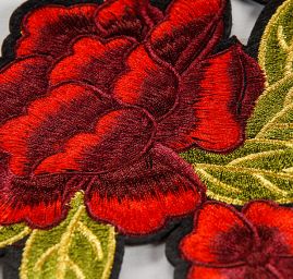 Květinová aplikace zažehlovací růže 19x15cm