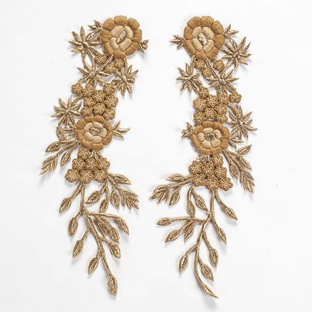 Květinová aplikace párová béžovozlatá