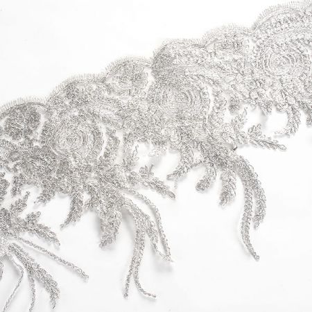Krajka lem lurexová výšivka stříbrná