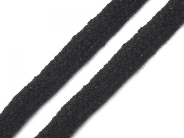 Oděvní bavlněná šňůra plochá 10mm černá