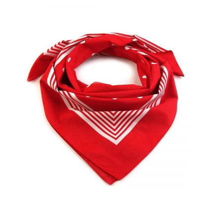 Bavlněný šátek vzor puntík/pruh 55x55cm červený