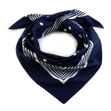 Bavlněný šátek vzor puntík/pruh 55x55cm modrý