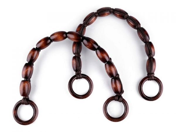 Ucha na tašky z dřevěných válečků tmavě hnědá