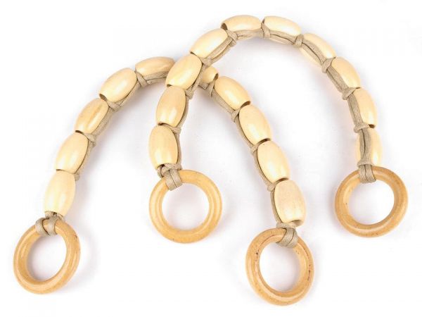 Ucha na tašky z dřevěných válečků přírodní světlá