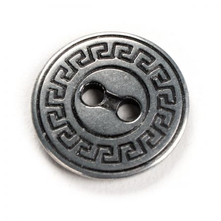 Knoflík kov nikl antik zdobný lem velký 30"