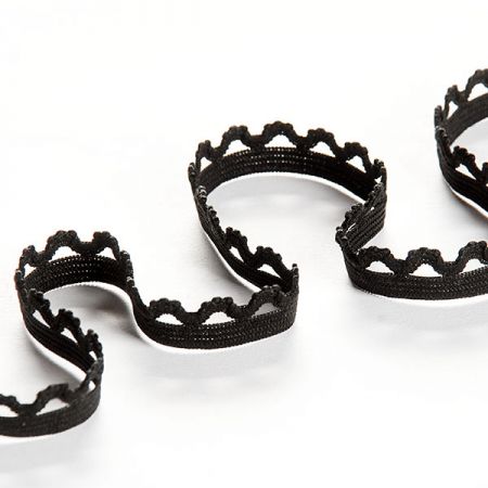 Krajková guma pruženka ozdobná vlnka černá