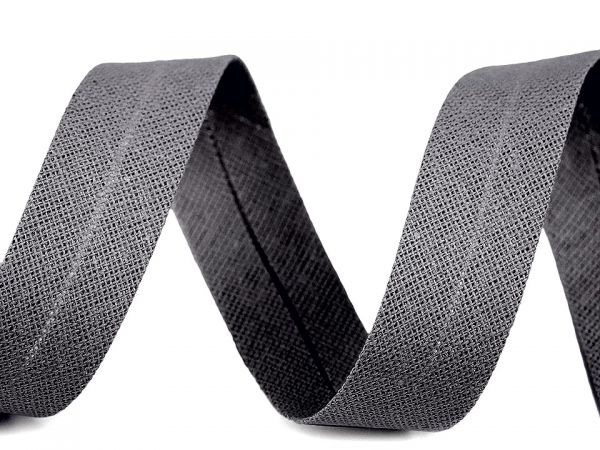 Šikmý proužek bavlna š. 18 mm zažehlený šedý