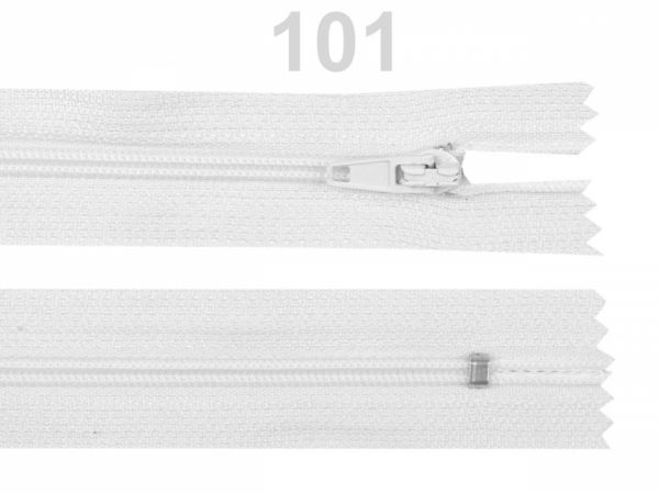 Zip 22 cm spirálový 3mm autlock nekrytý bílý