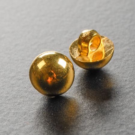 Knoflík půlkulatý zlatý s krčkem plast 16"