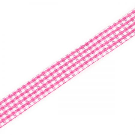 Stuha károvaná 15mm růžovobílá kostka