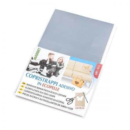 Záplata samolepící imitace kůže 10x16cm šedá