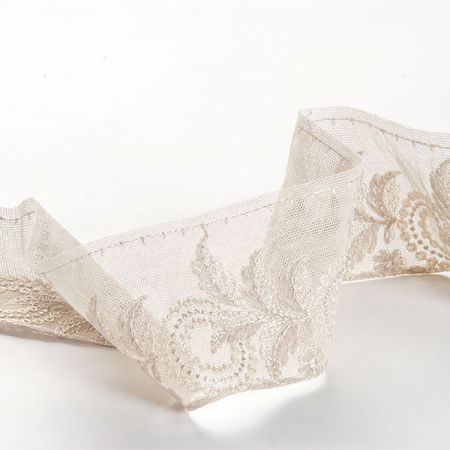 Krajka lem květinový ornament světle šedý