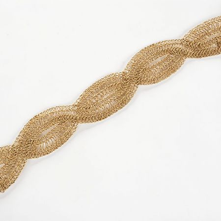 Kovová stuha řetízek ovály zlatá