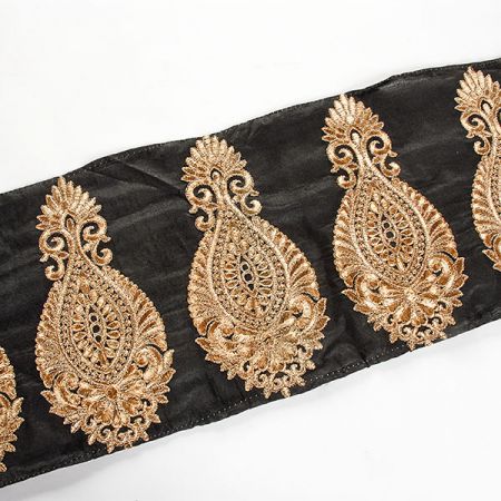 Šantungová stuha velký ornament zlatý II.jakost