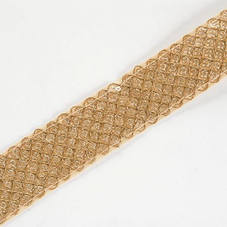 Krajková stuha kovová stuha úzká světle zlatá