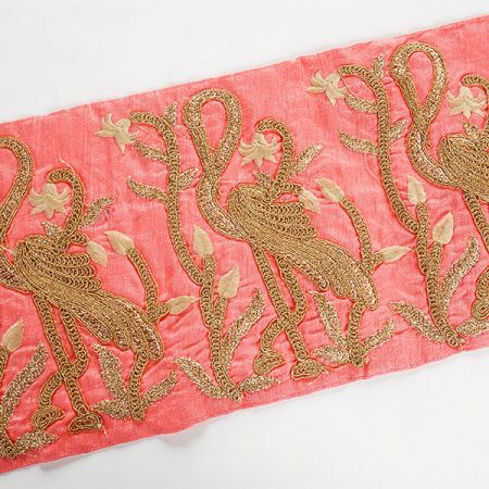 Porta vyšívaná na šantungu volavka velký vzor