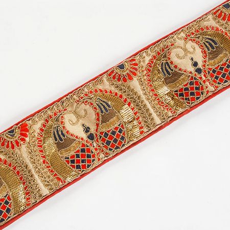 Stuha vyšívaná na šantungu orientální motiv 