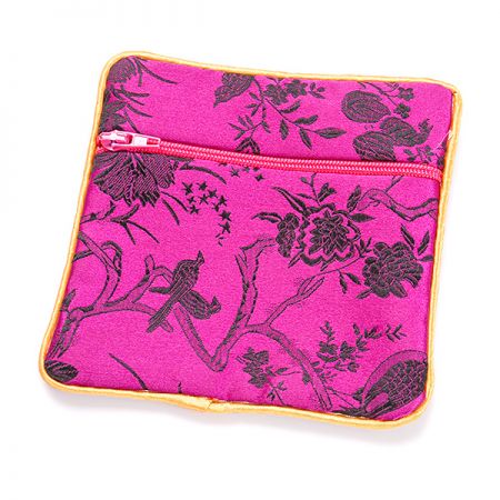 Elegantní brokátová taštička fuchsie květy
