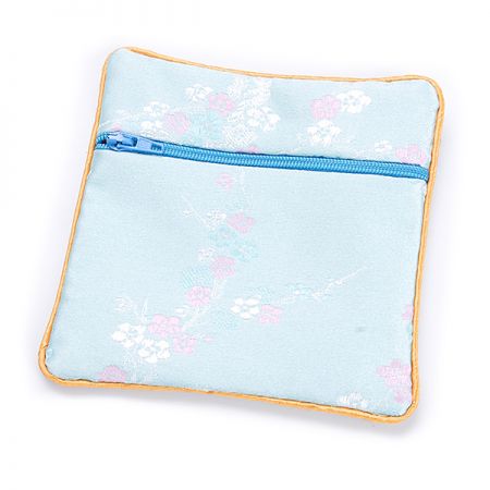 Elegantní brokátová taštička pastel tyrkys květy